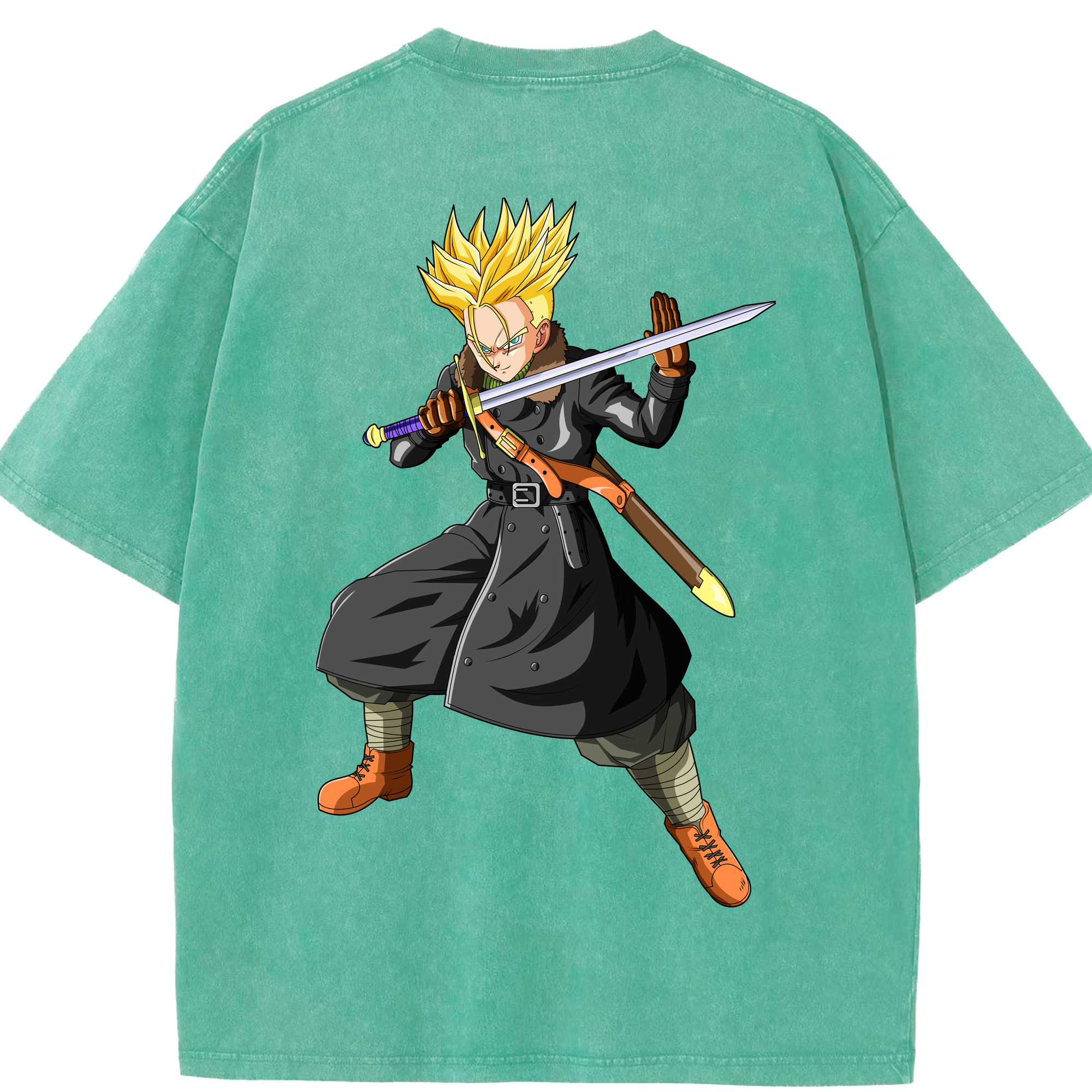 （画像用） ドラゴンボール トランクス（Torankusu）DRAGON BALL Trunks 綿100% ヴィンテージ風 半袖Tシャツ（背面プリント）